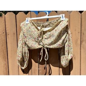 Off-Shoulder Puffer Sleeve Crop Top